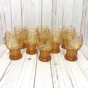 Anthropologie Rare & Retired HELIANTHUS Golden Yellow Daisy Pedestal Goblets 8